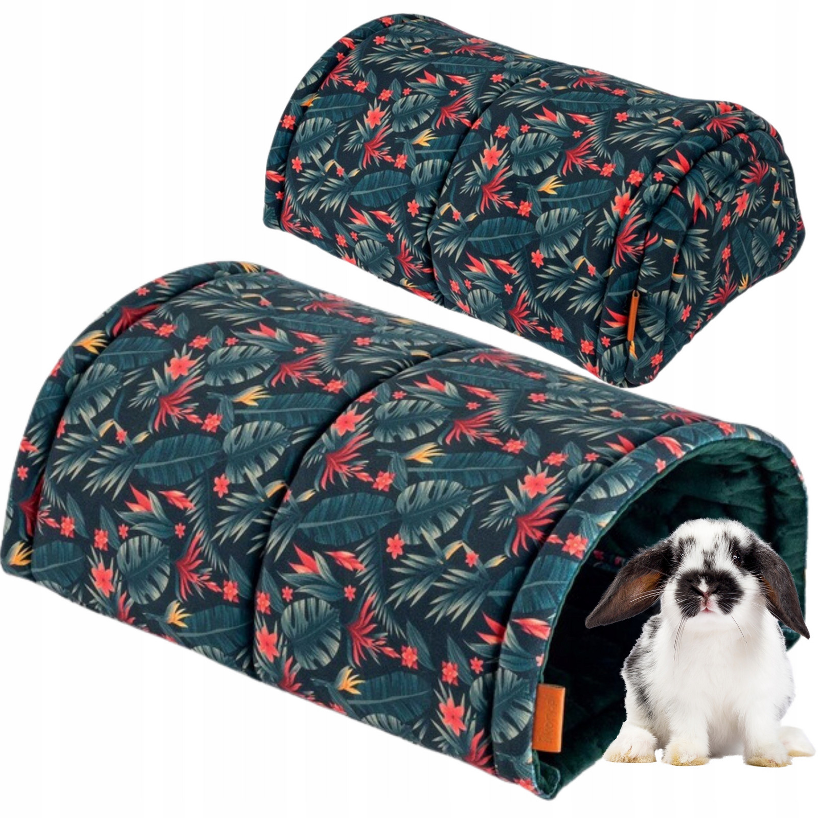 Tunel Budka Domeček pro králíka prasátka Hlodavec Zelený S Květy 28x40x20