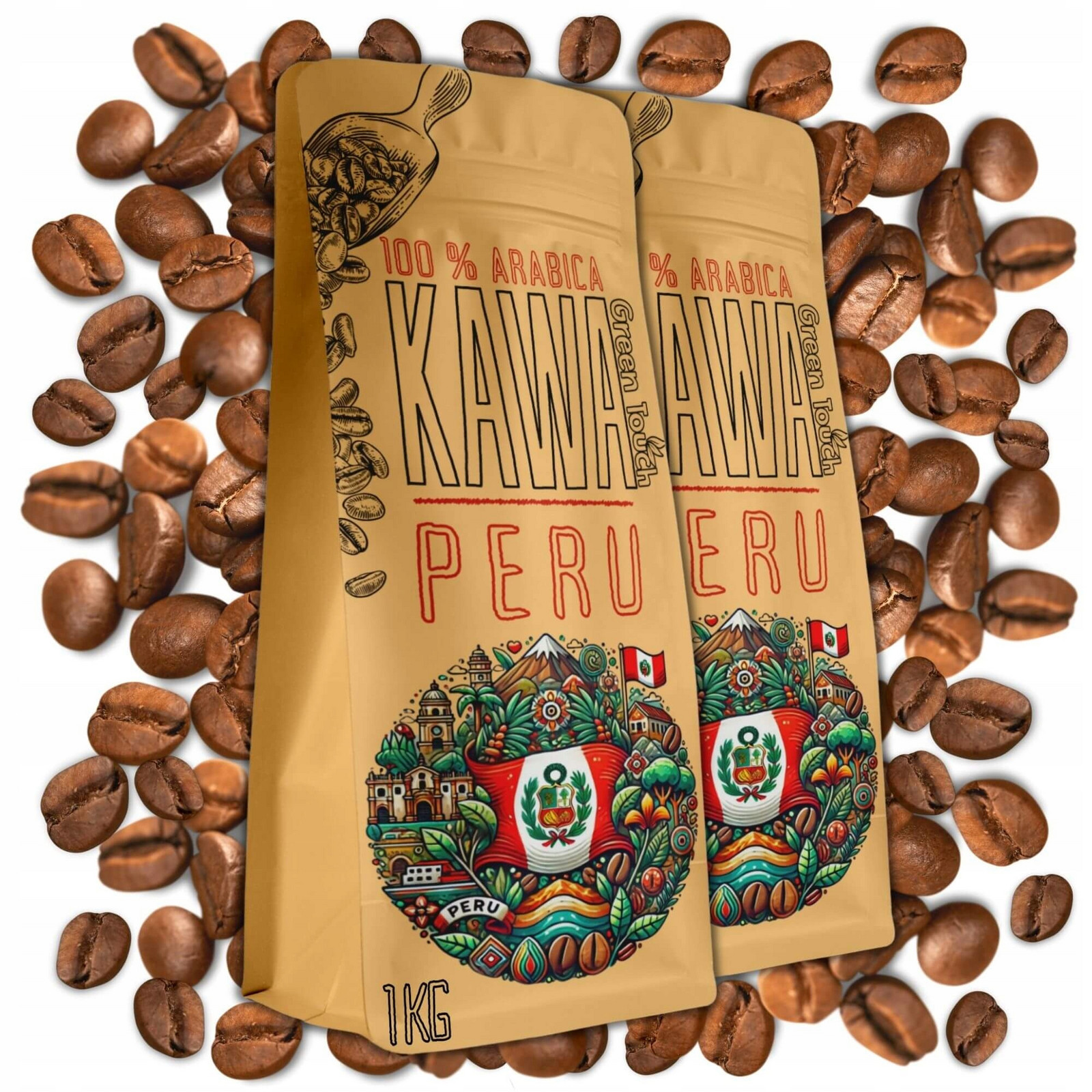 Káva zrnková Peru region Junin natural arabica 2 kg Green Touch 1+1 kg