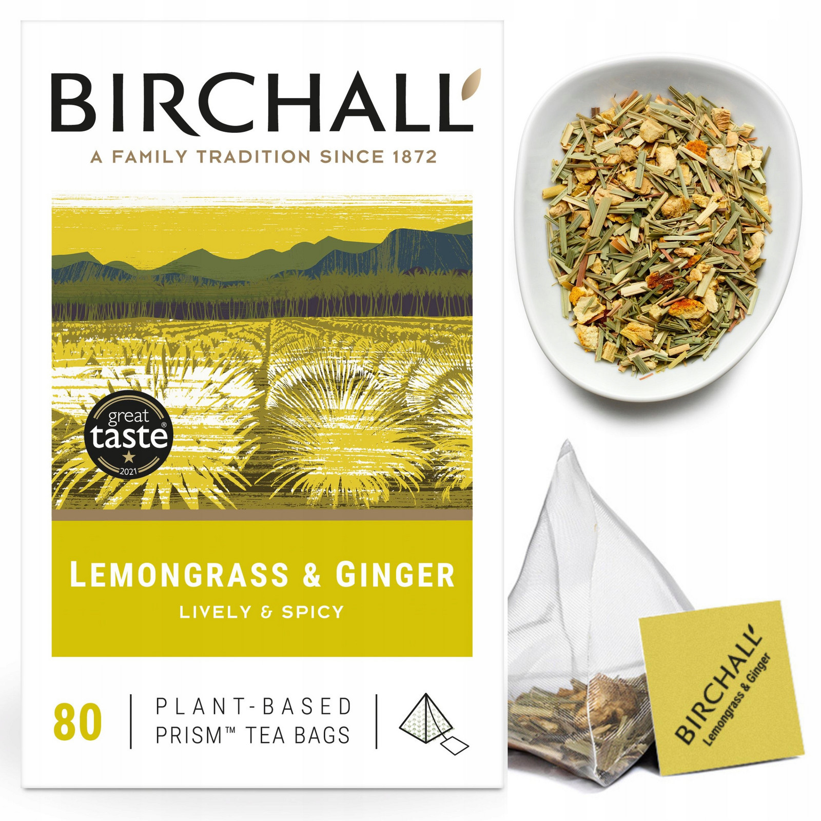 Anglický Čaj Birchall Tráva Zázvor 80 ks 200 g pyramidy