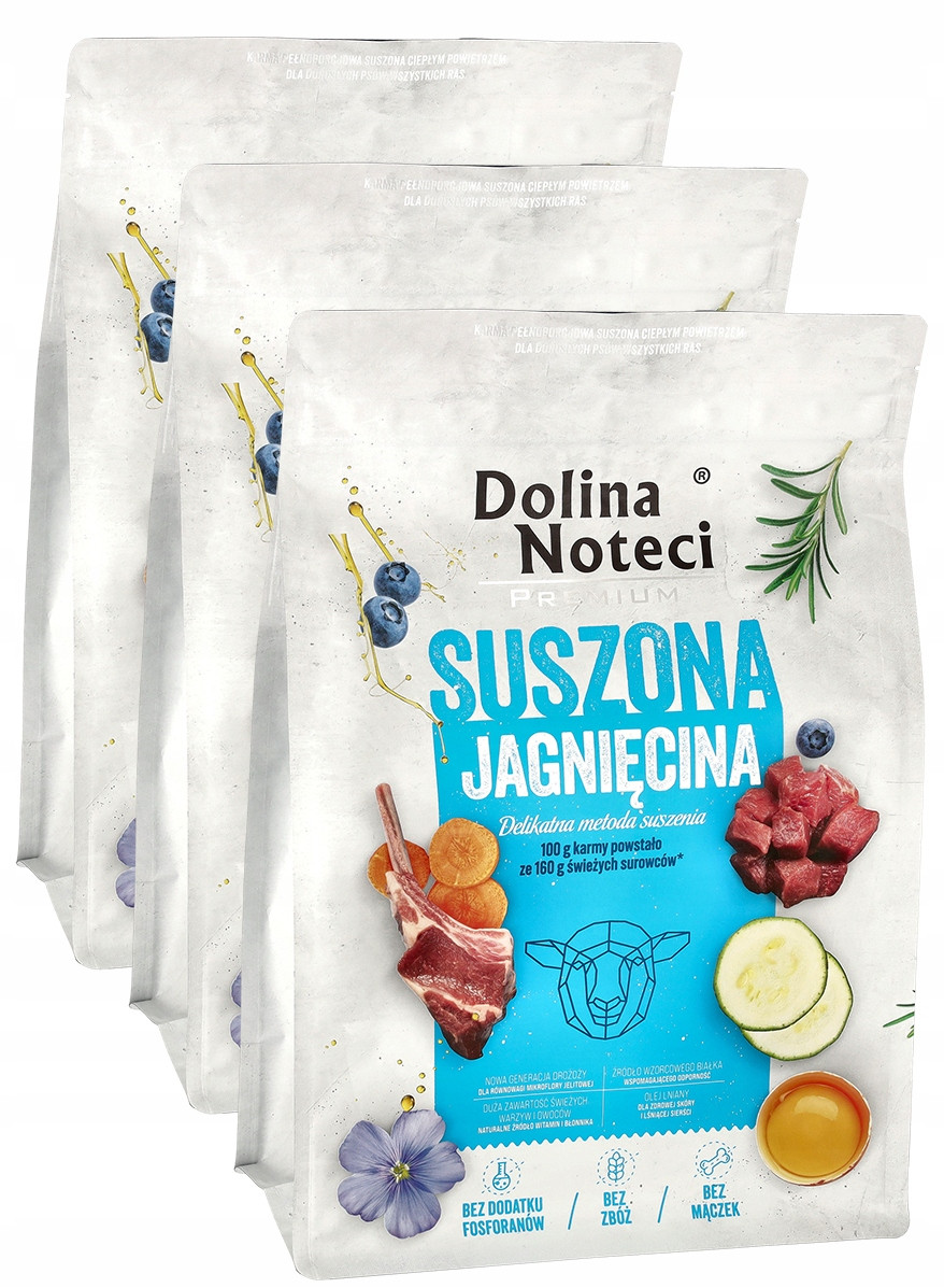 Dolina Noteci Krmivo suché pro psa Premium Set 3x3kg Jehněčí maso