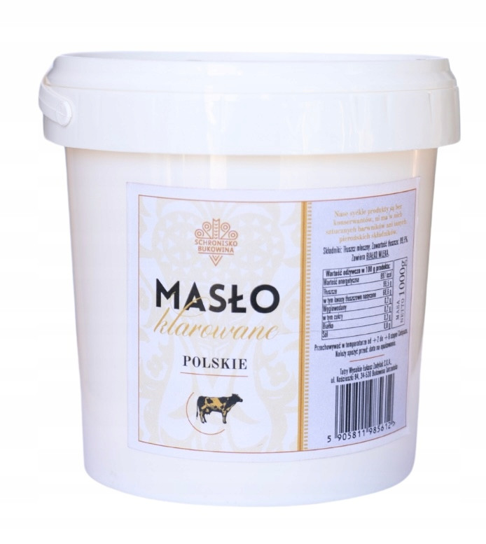 Čerstvé přepuštěné máslo 1 kg ghí bez barviv, polské tradiční máslo