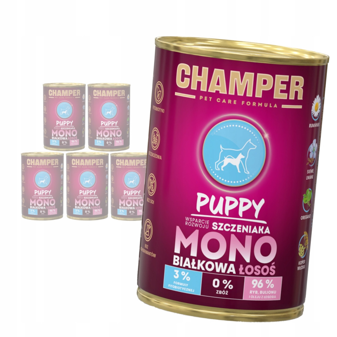 Champer Puppy Monoproteinové 6x400g Mokré Krmivo pro štěňata s lososem