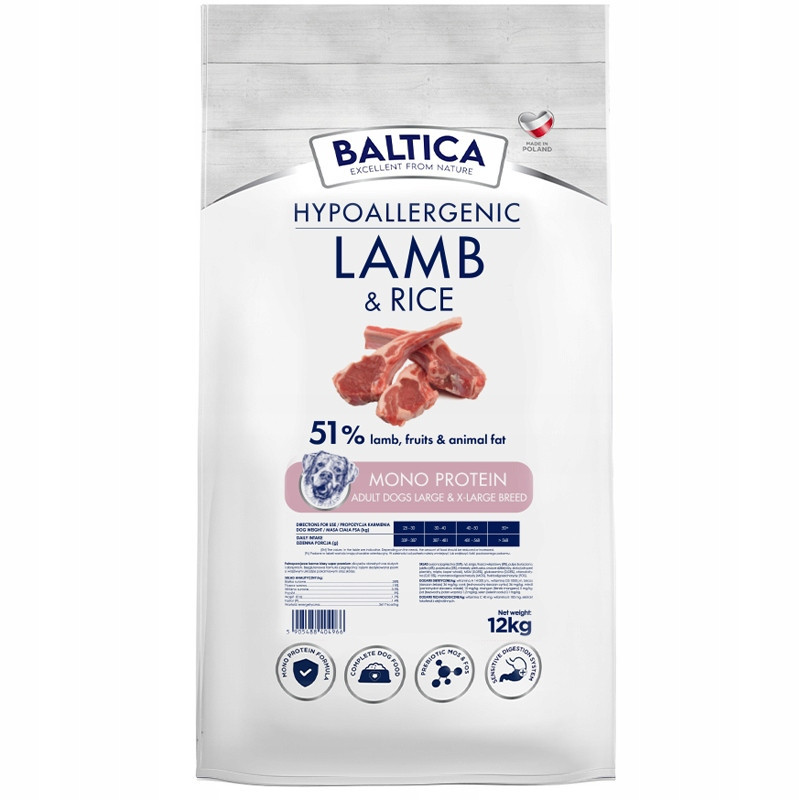 Baltica Lamb&Rice s jehněčím a rýží velká plemena L/XL 12kg hypoalergenní