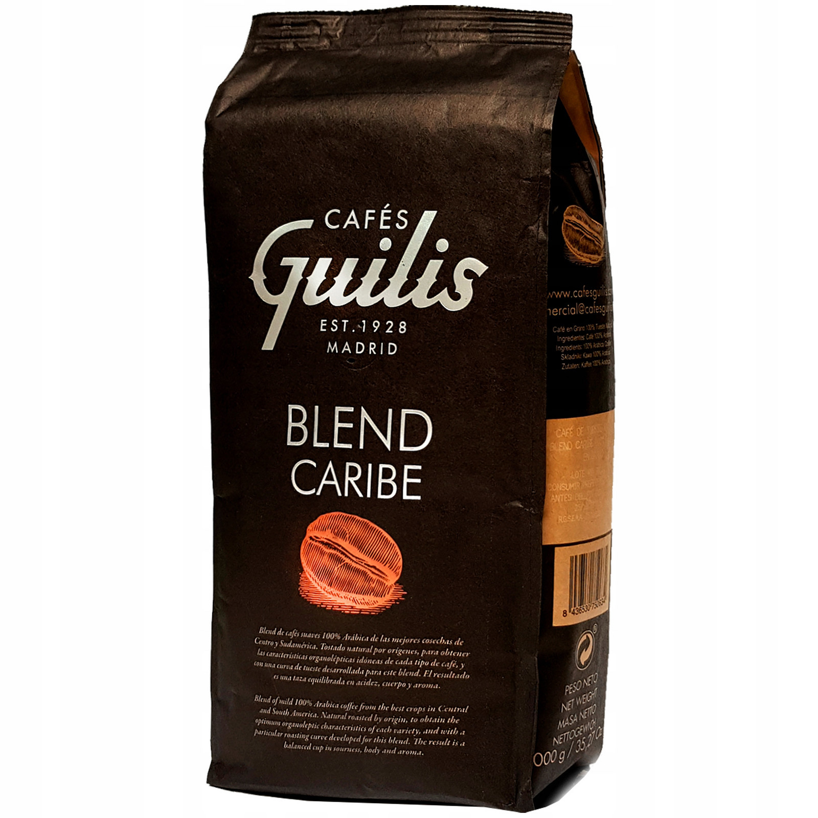 Káva zrnková 100% Arabica Cafes Guilis Blend Caribe 1kg Káva do Expresu