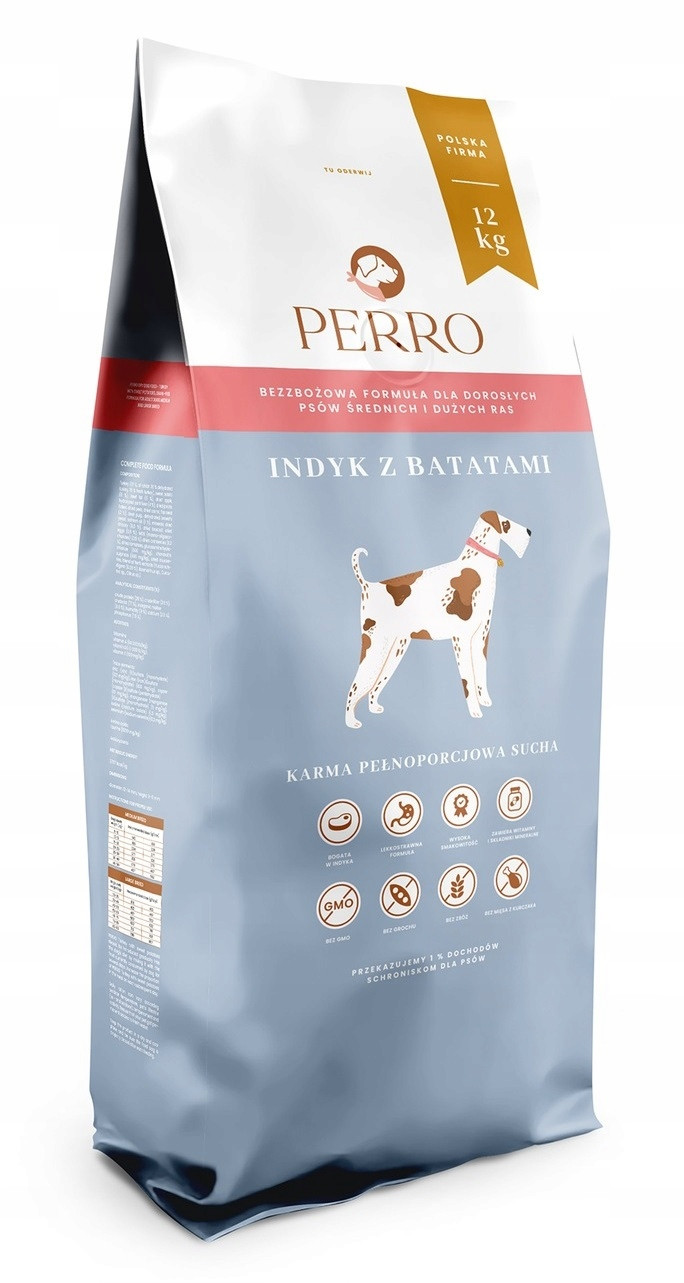 Perro Krmivo Bezobilné Krůta s Batáty Střední velká plemena 12 kg pro psa