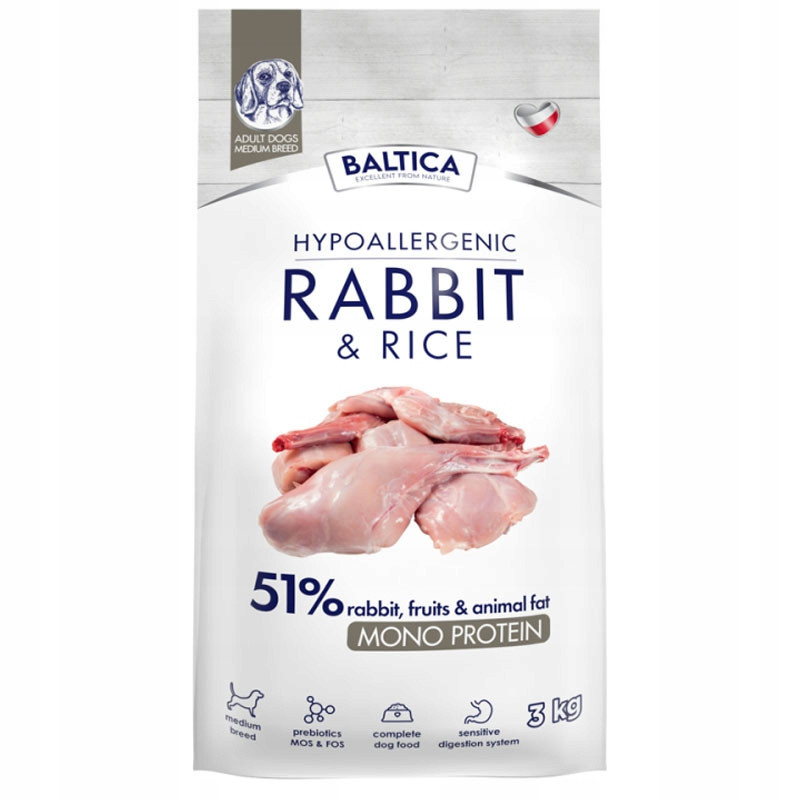 Baltica Nutraceutic hypoalergenní králík & rýže M 3 kg