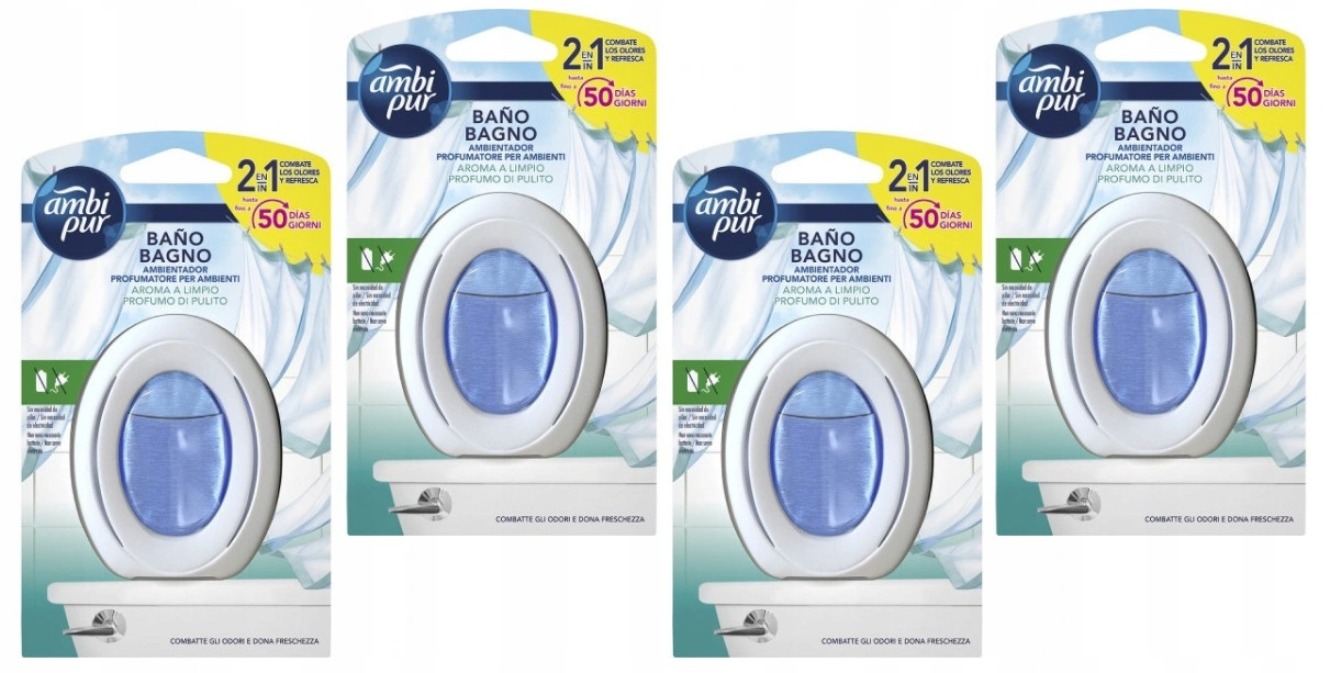 Ambi Pur Osvěžovač do koupelny Aroma a Limpio svěží vůně 4x7,5 ml
