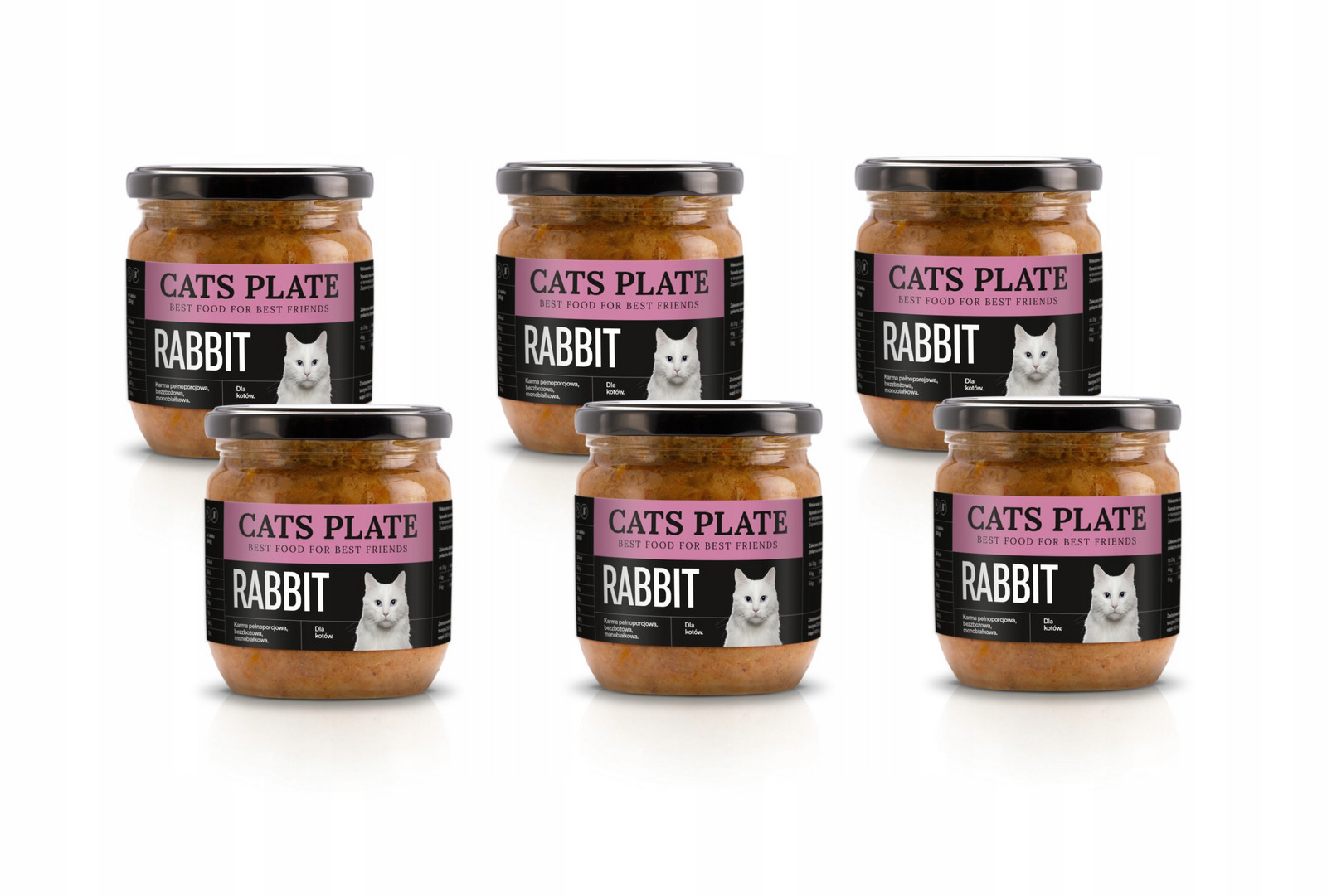 Cats Plate Rabbit Králík, krůta 6x360g pro kočky