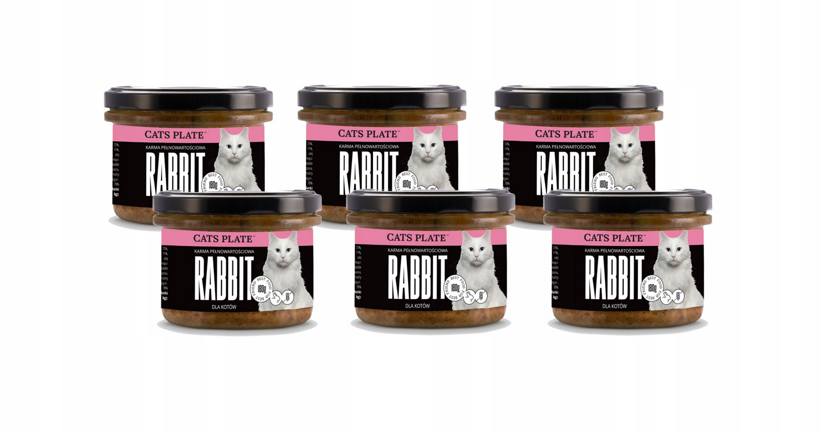 Cats Plate Rabbit Králík, krůta 6x180g pro kočky
