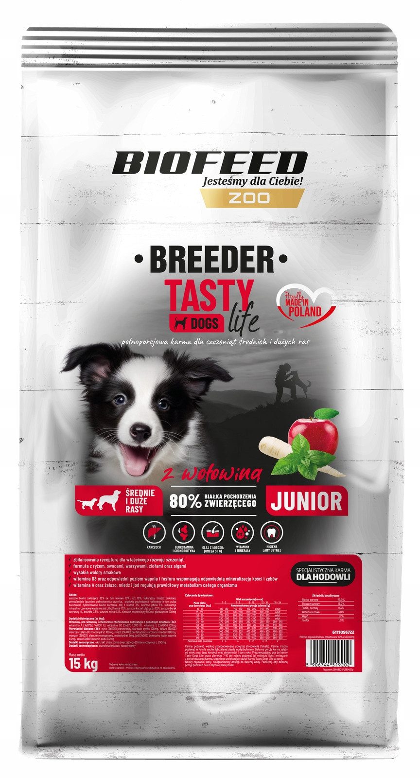 BioFeed krmivo suché hovězí maso Junior 15 kg Dárek Multi-Vitum