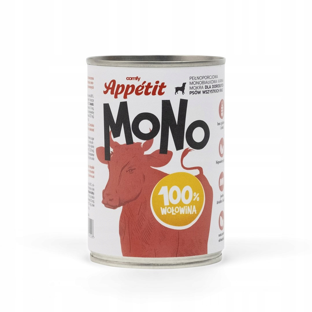 Comfy Appetit hypoalergenní monoproteinová krmivo pro psy s hovězím masem, 6x400 g