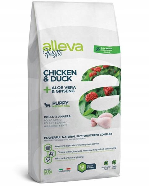 Alleva Holistic dog puppy & junior medium chicken 12 kg