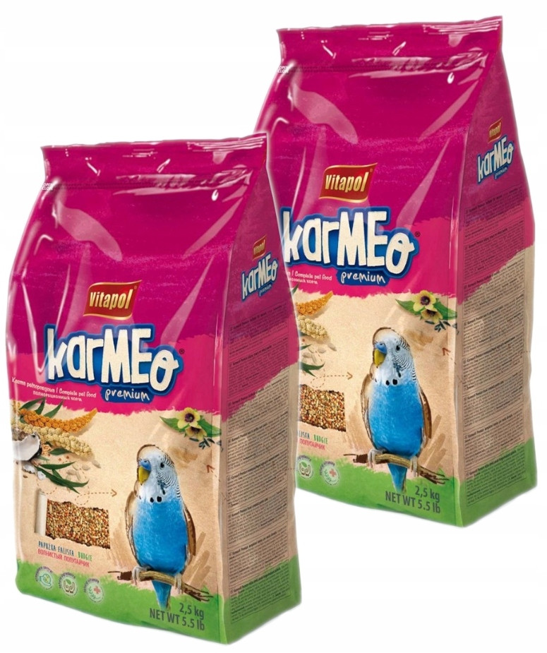 Krmivo pro papoušky Karmeo Premium 5kg Krmivo Papoušek Vlnitý Vitapol 2x2,5KG