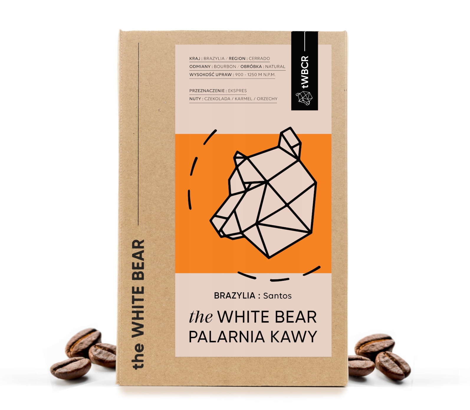 Káva zrnková Arabica The White Bear Brazílie: Santos 1000 g