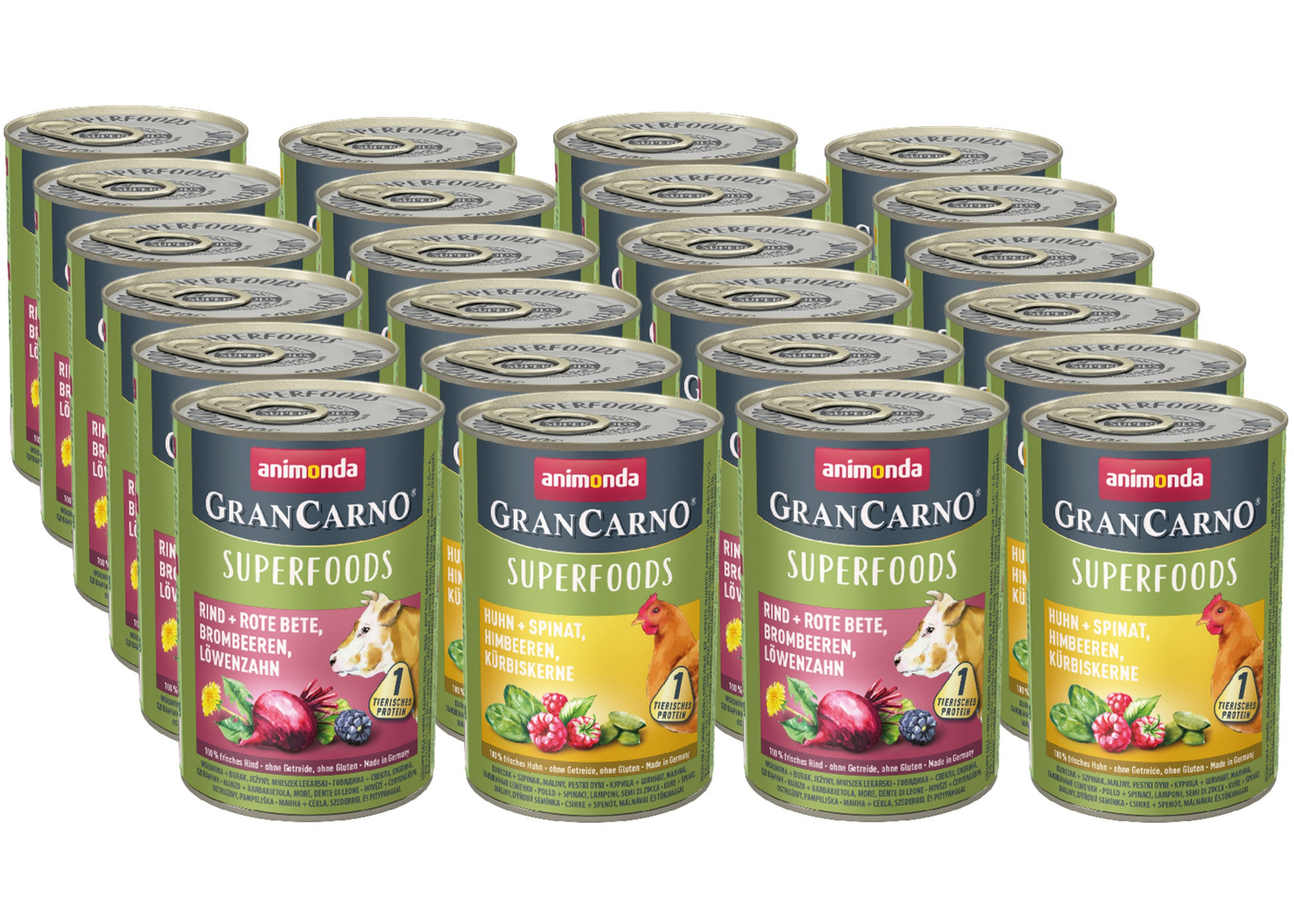 Animonda Pies GranCarno Superfoods MIX všech příchutí Set 400 g x 24