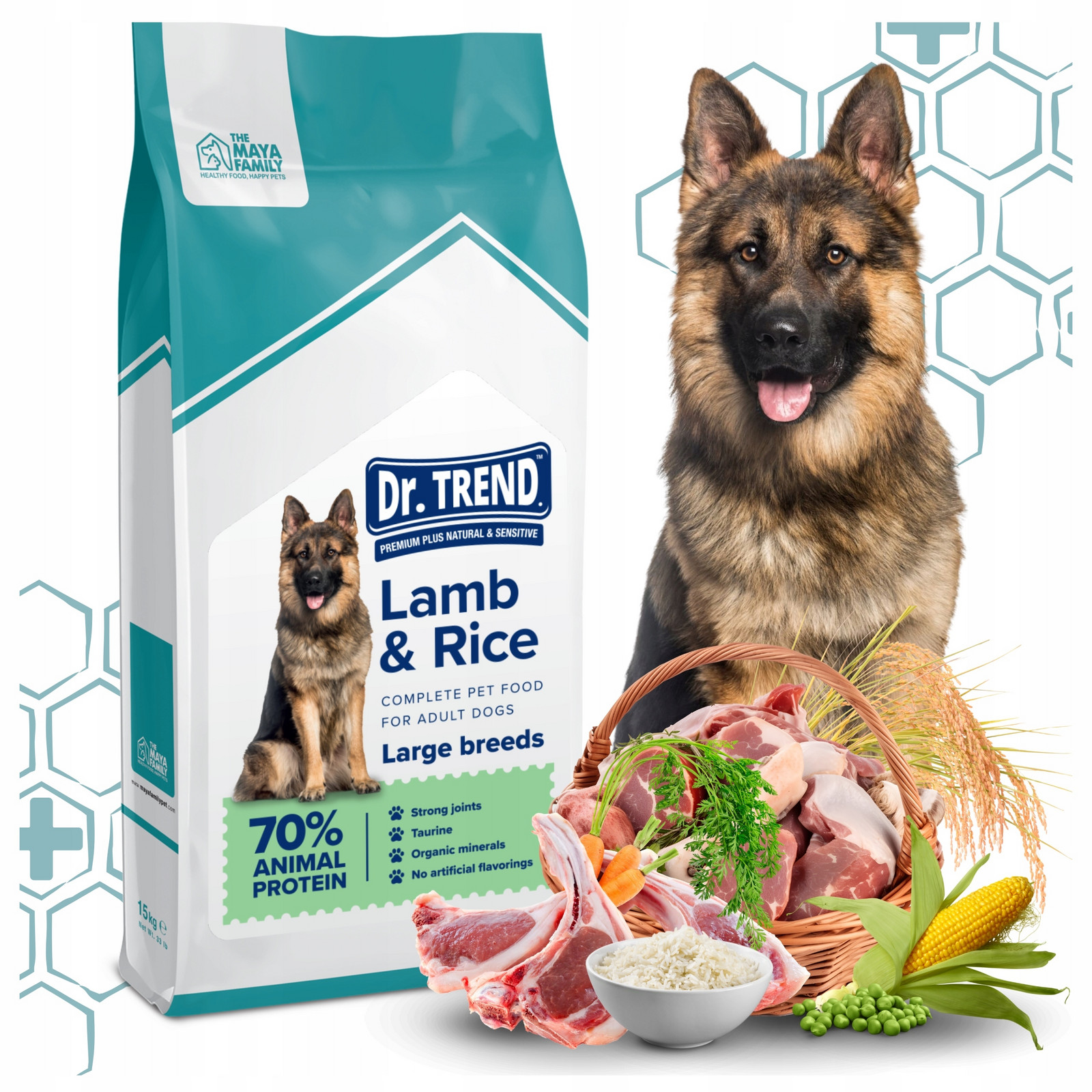 Dr. Trend Hypoalergenní krmivo pro psy s velkým jehněčím masem a rýží 15 kg