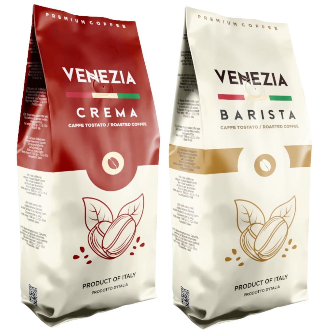 Káva zrnková Venezia sada káv 2 kg Crema Barista italská káva káva