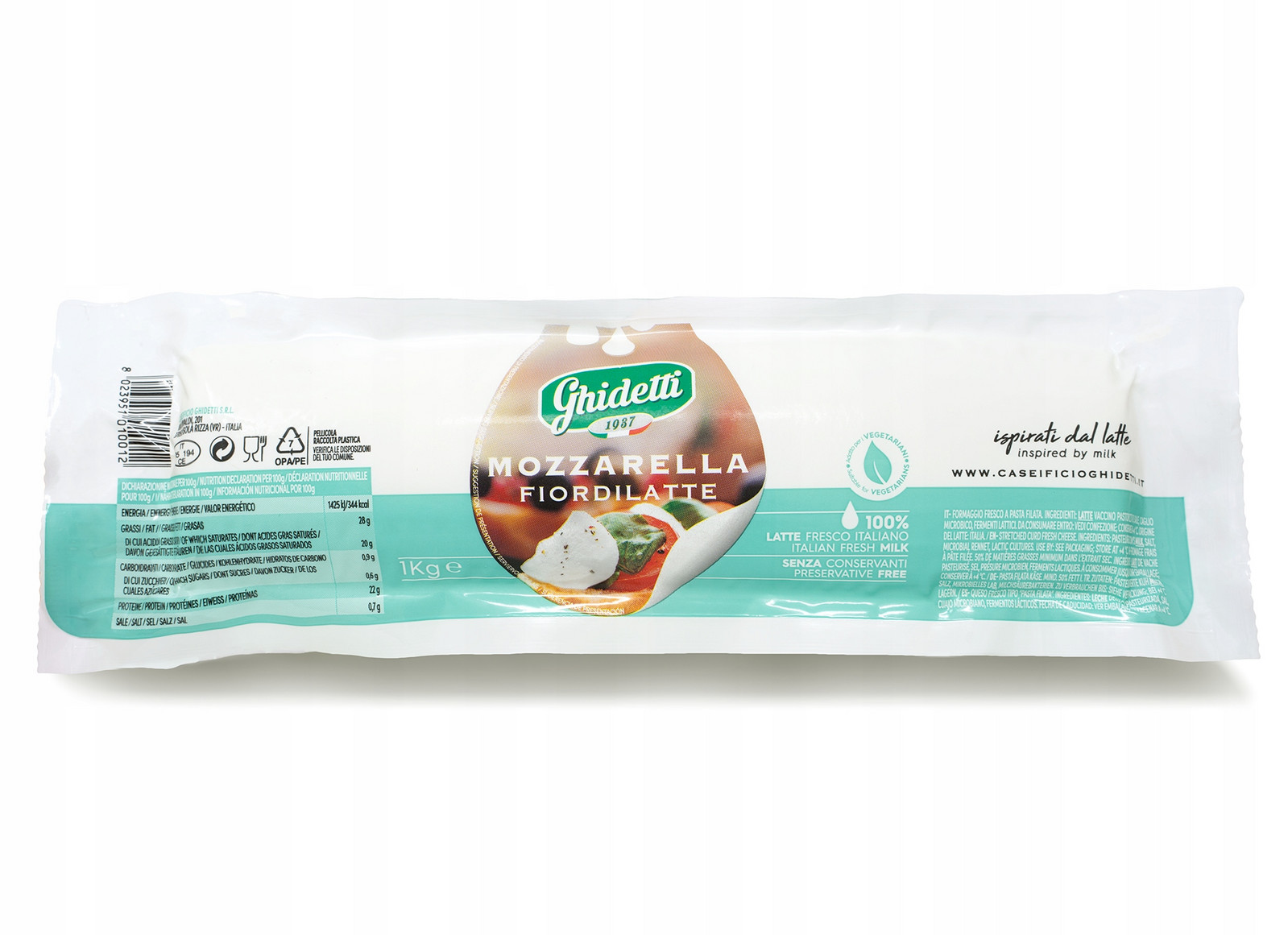 Sýr mozzarella Fior Di Latte Ghidetti 1 kg na pizzu italský sýr nejlepší