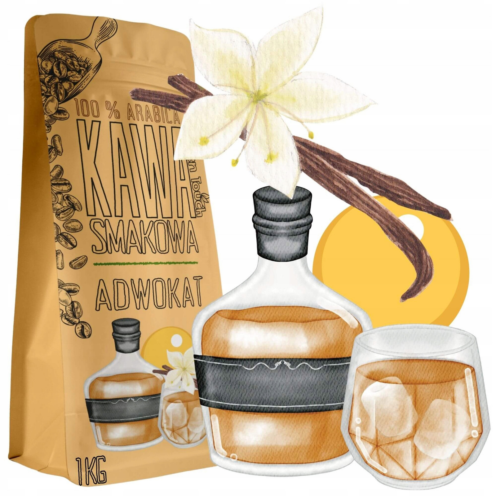 Káva Zrnková ochucená Advokát advocat likér arabica 1 kg Green Touch
