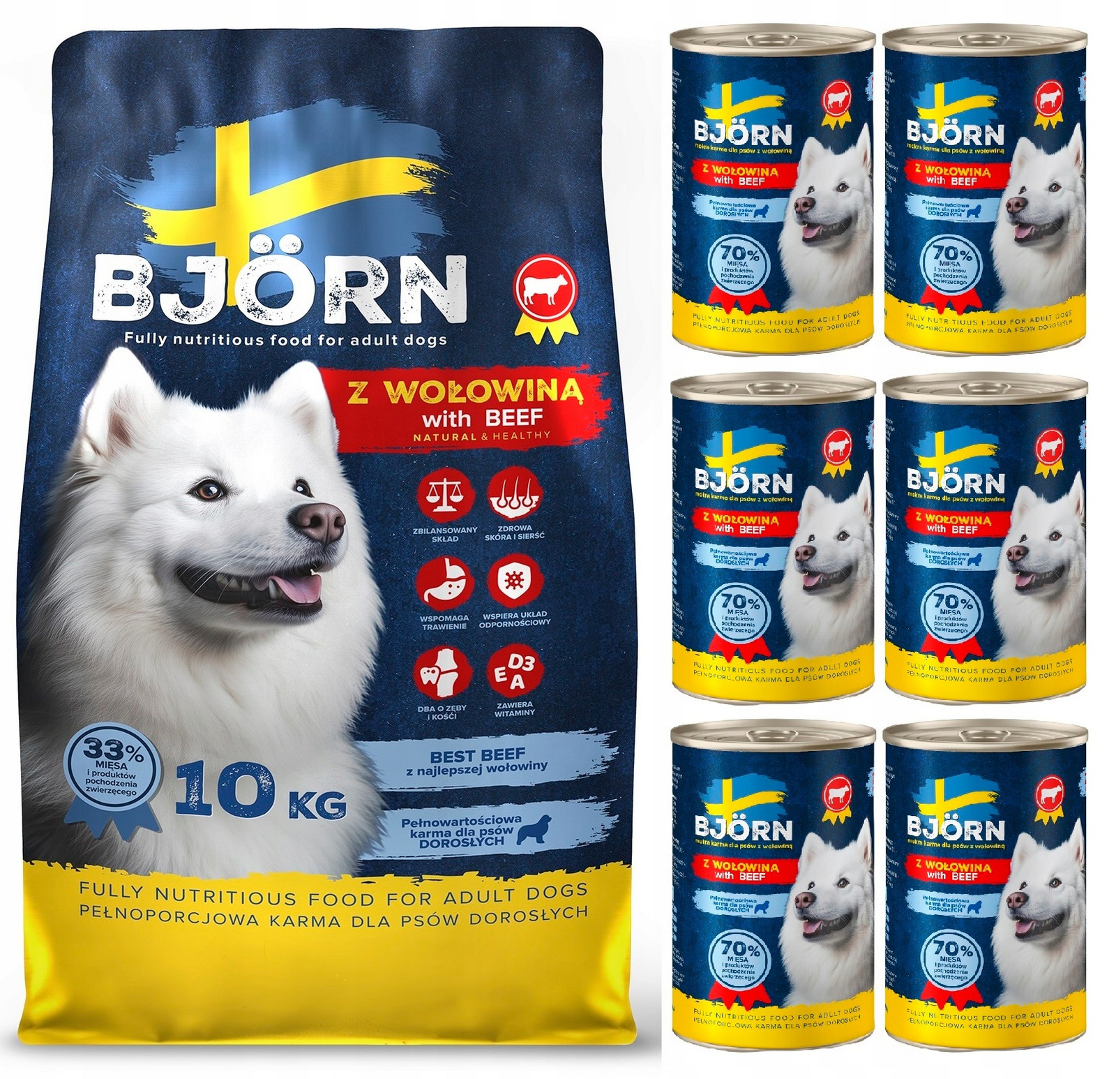 Suché Krmivo Pro Psa Bjorn Z Hovězího Masa 33% Bílkoviny A Vitamíny 10 kg