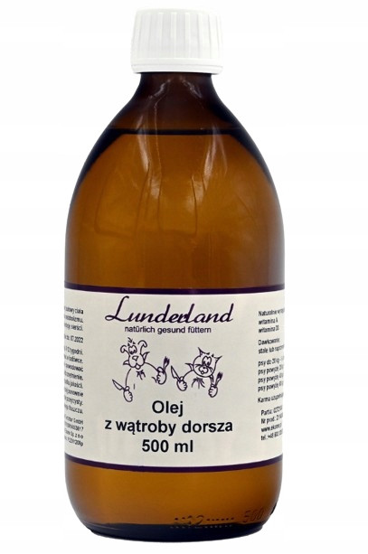Lunderland Olej z Tresčích jater Tran 500ml pro psa a kočku