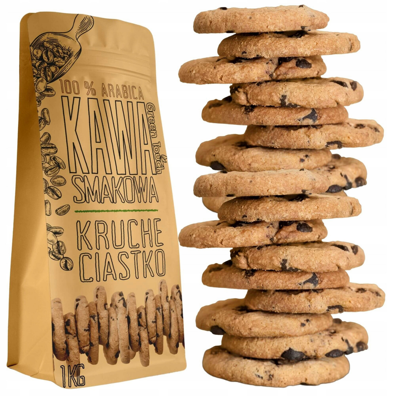 Mletá Káva Křehké Sušenky s příchutí křehké sušenky 1 kg Green Touch