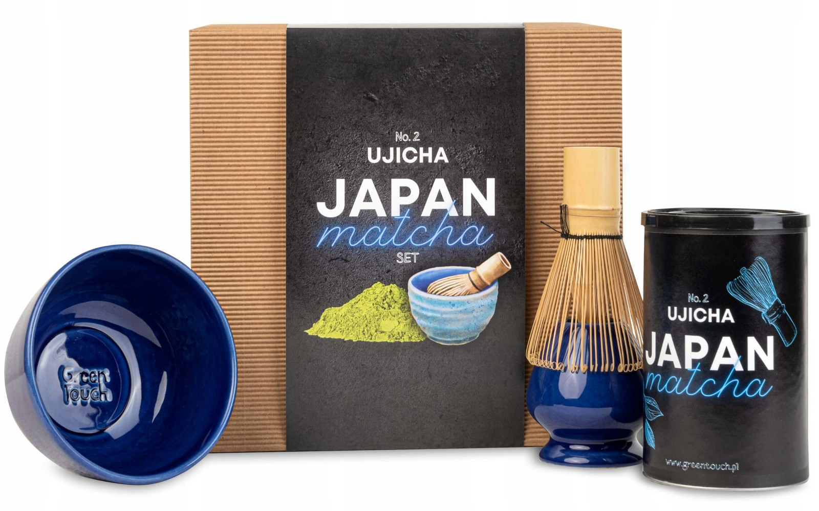 Čaj japonský matcha set šálek metla každodenní stojan Green Touch