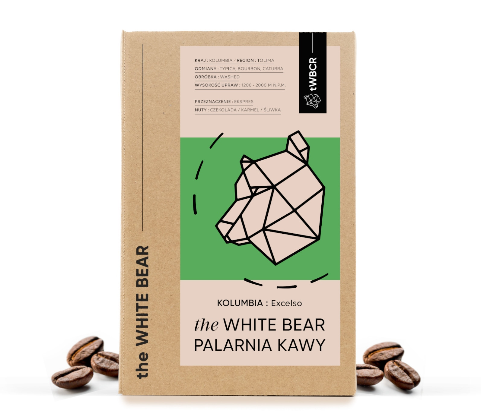 Káva zrnková Arabica The White Bear Kolumbie Excelso 1000 g