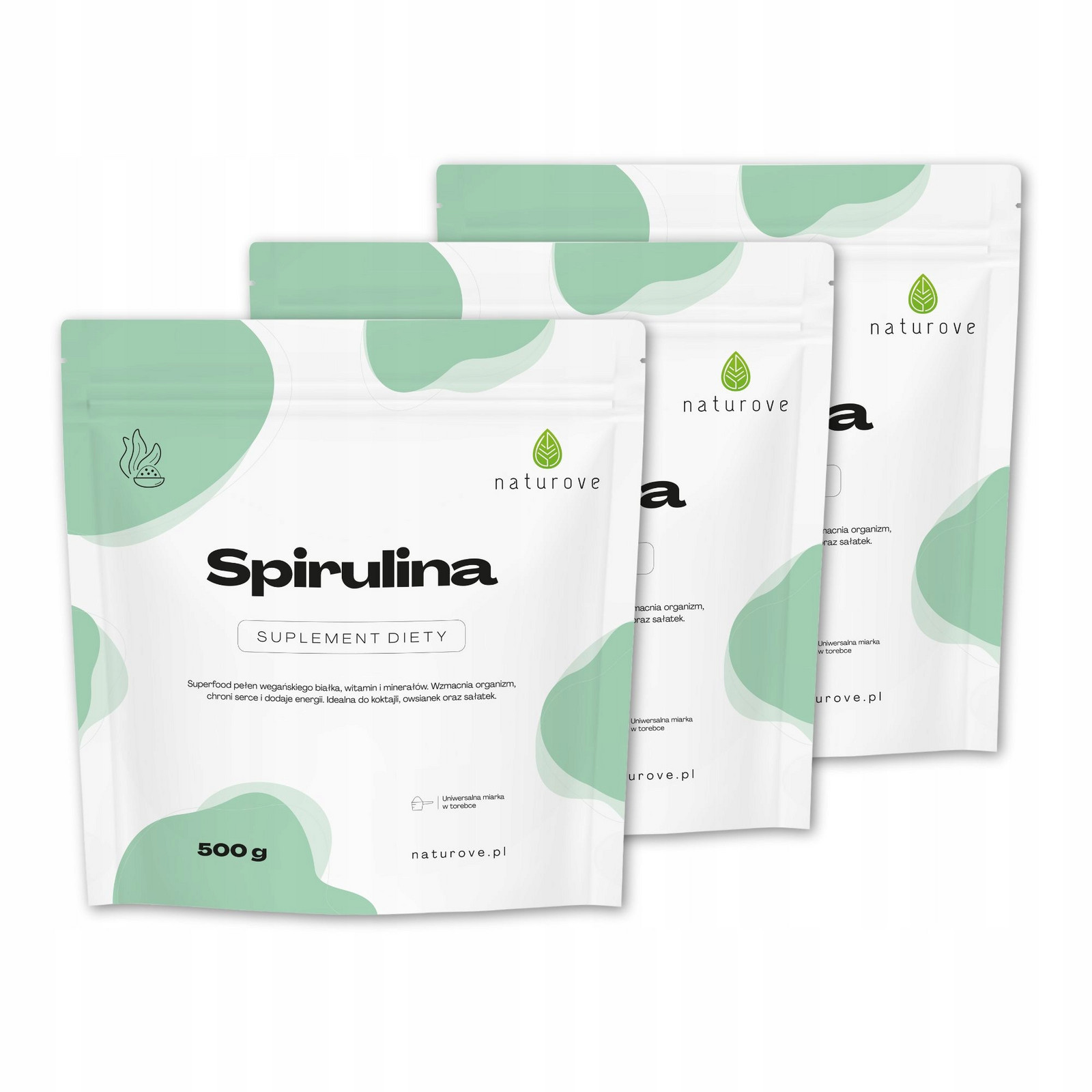 3x naturove Spirulina na pití vitamíny minerály pro vegany 1,5 kg
