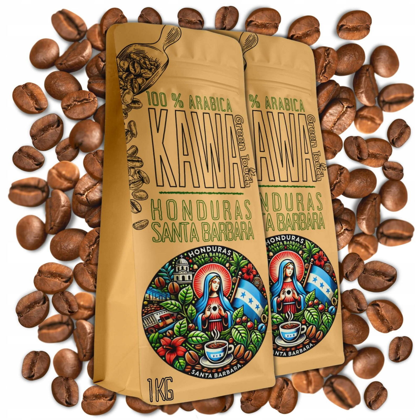 Káva zrnková Honduras Santa Barbara 100% arabica 2 kg Green Touch 1+1 kg