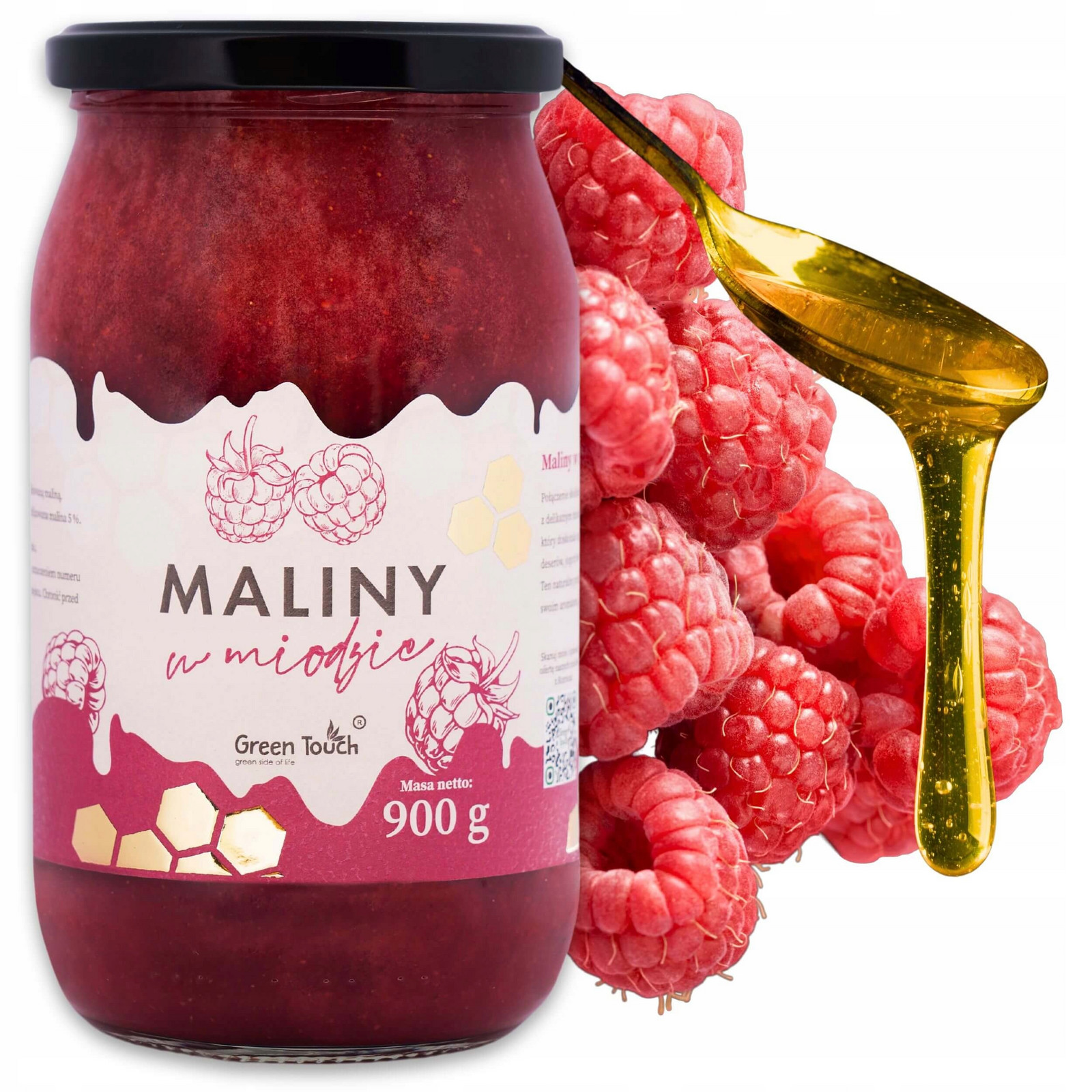 Med S Malinou lyofilizovanou 0,9 kg Maliny V Medu 5% malin výrobek polský