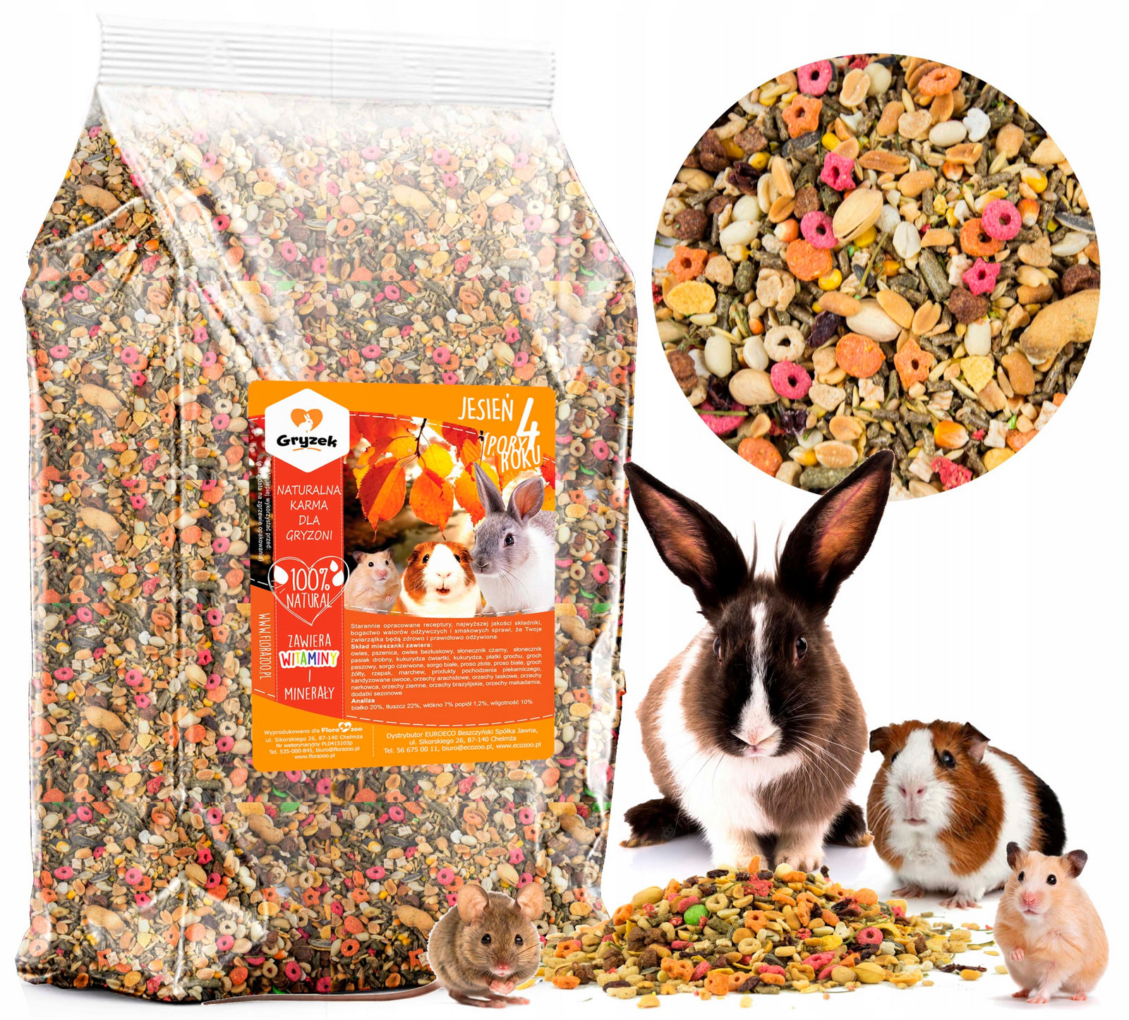 Přírodní Krmivo Krmivo Pro Králíky Prasátka Hlodavci 4 Roční Období Podzim 20L