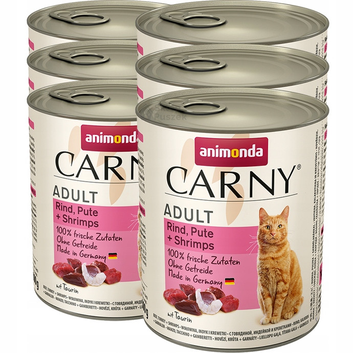 Animonda Kočka Carny Adult Hovězí/Krůta/Krevety konzerva Set 6x800g