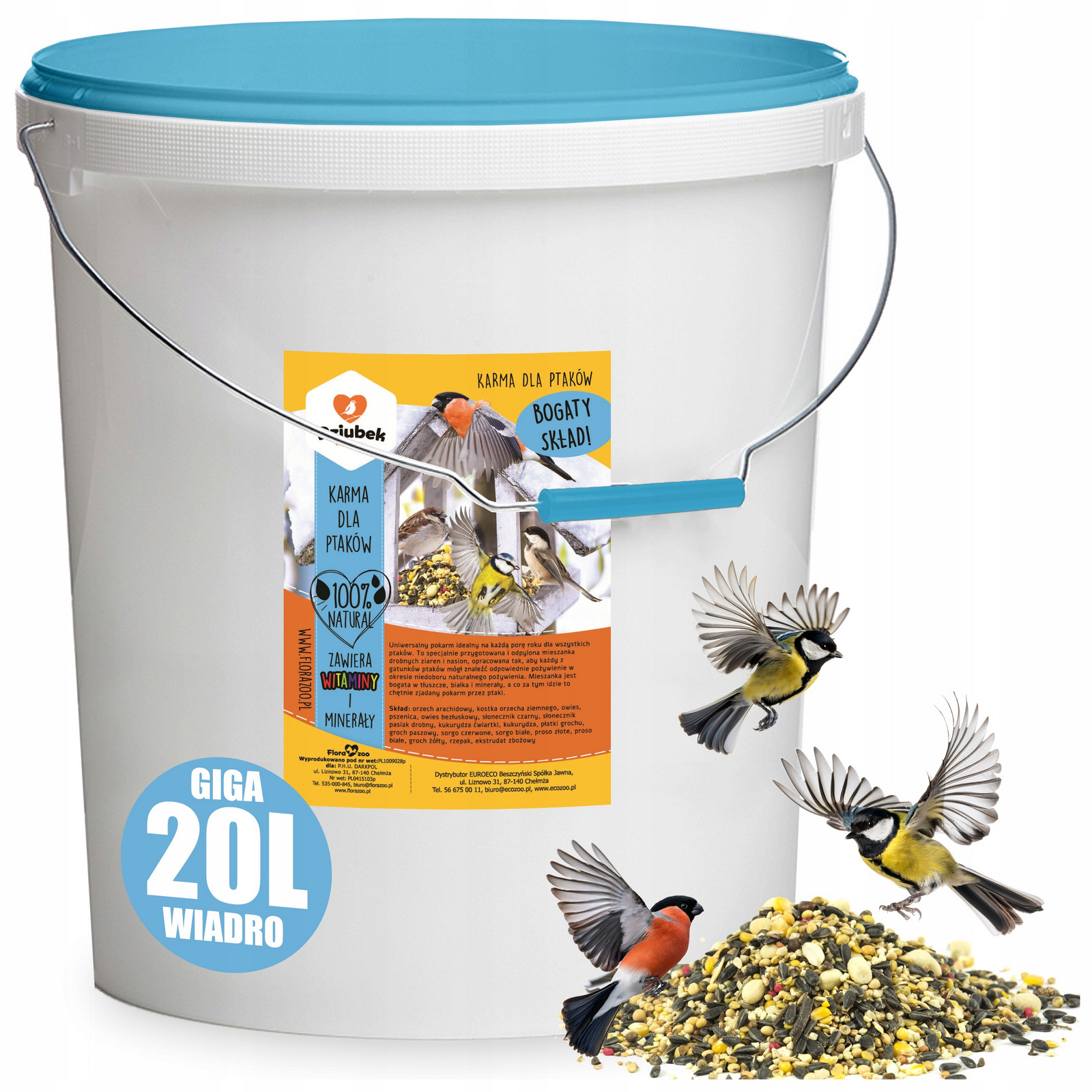 Krmivo Krmná Směs Slunečnicové Semínko Do Krmítka Pro Volně Žijící Zimující Ptáky 20L