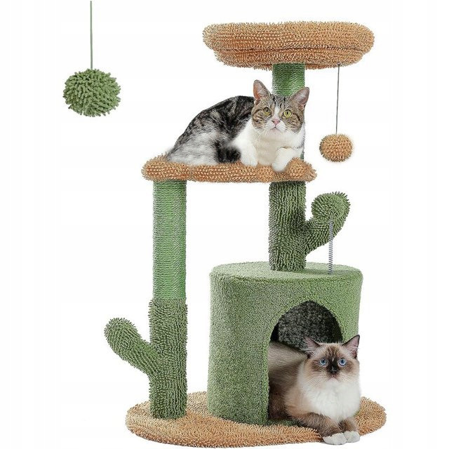 Drapak Pro Kočky Kaktus Domeček Budka Dřevo Pelíšek 84 cm