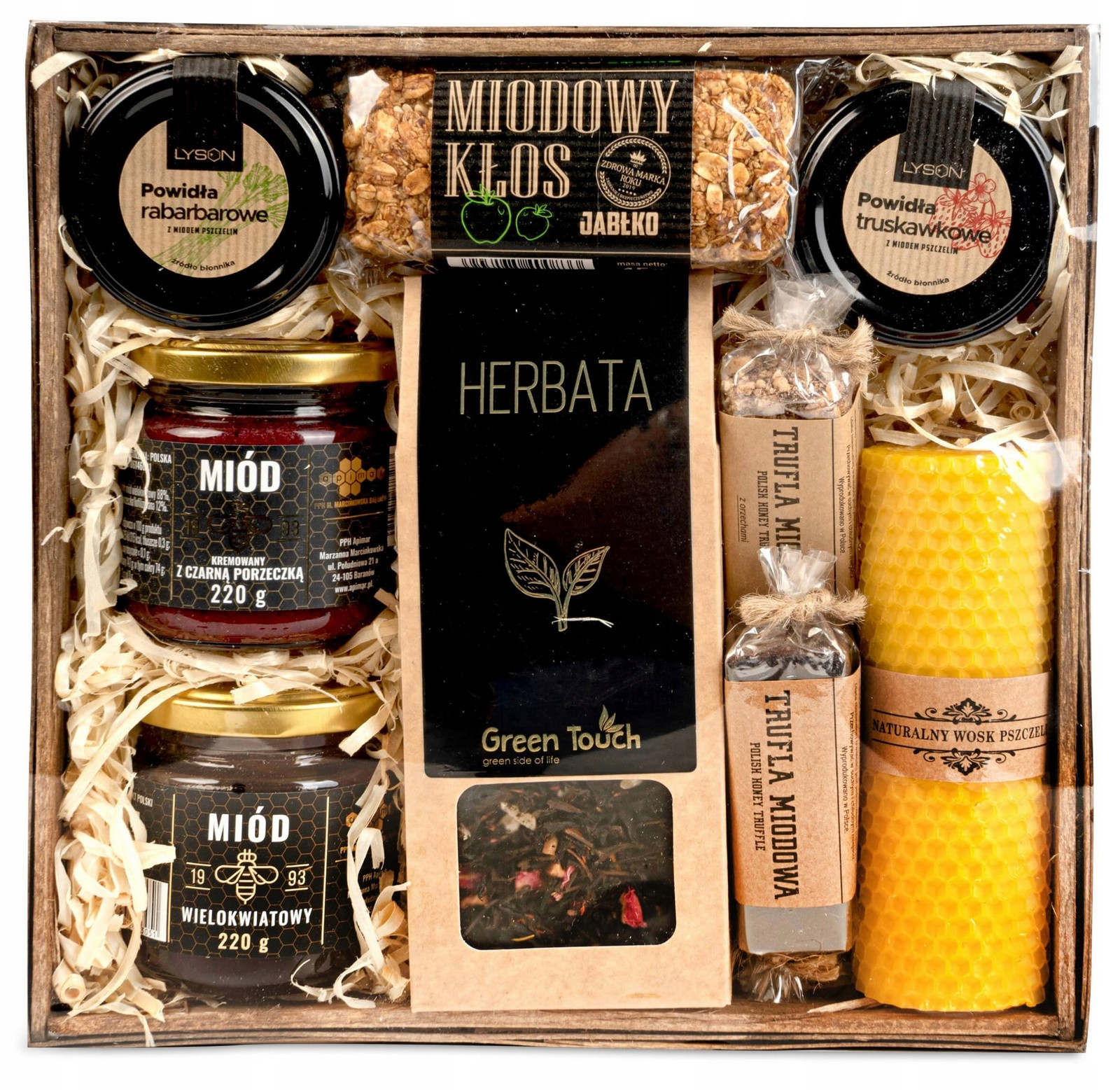 Dárkový Košík čaj povidla medová svíčka lanýže