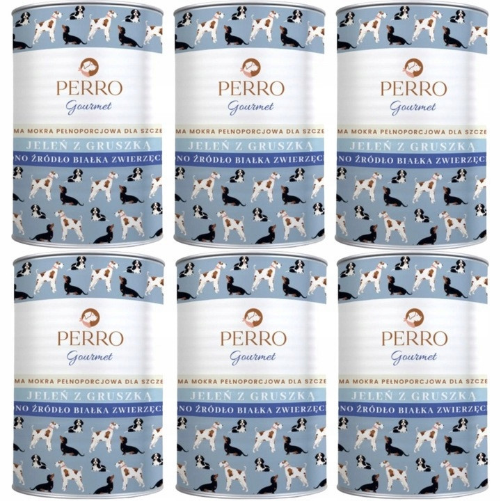 Perro Gourmet Monoproteinové Krmivo Mokrý jelen s hruškou Junior 6x400g