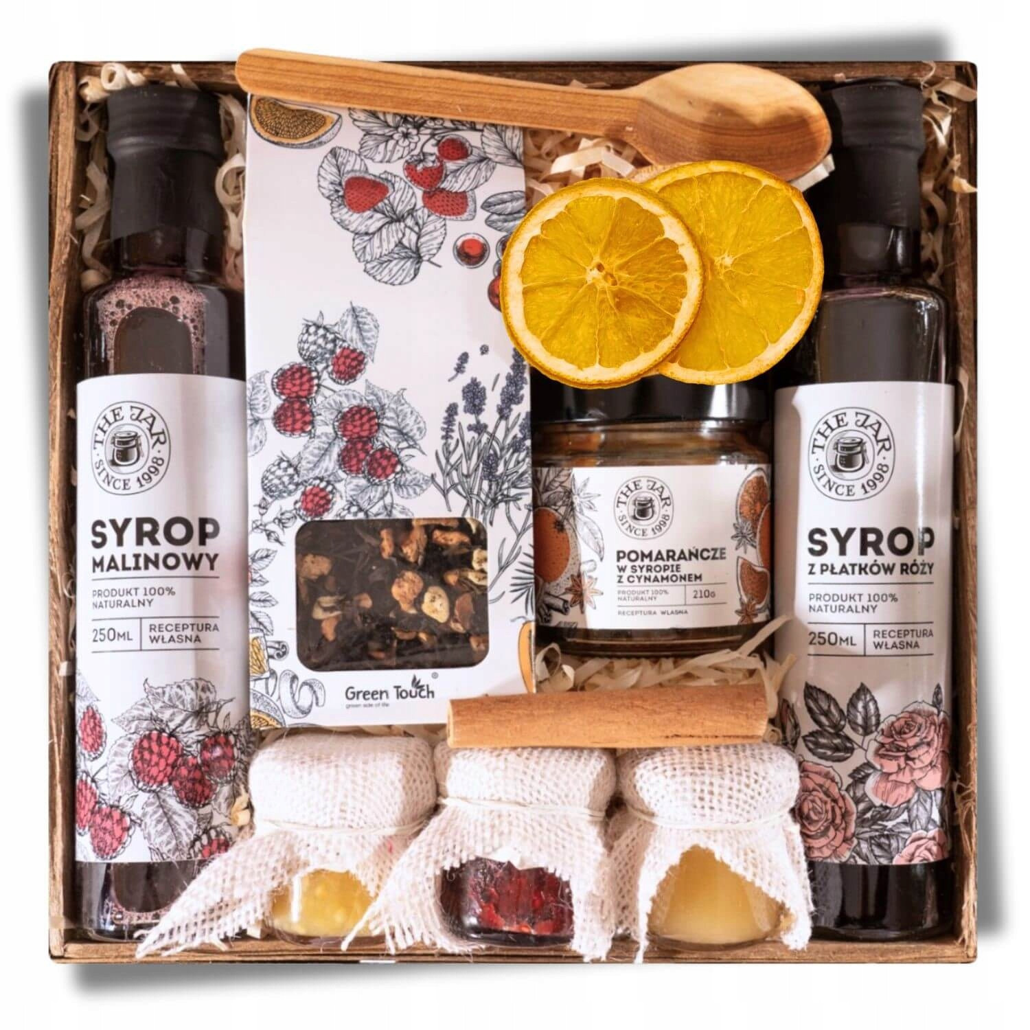 Dárkový koš velká sada jako dárek čaj sirupy ovoce med džemy