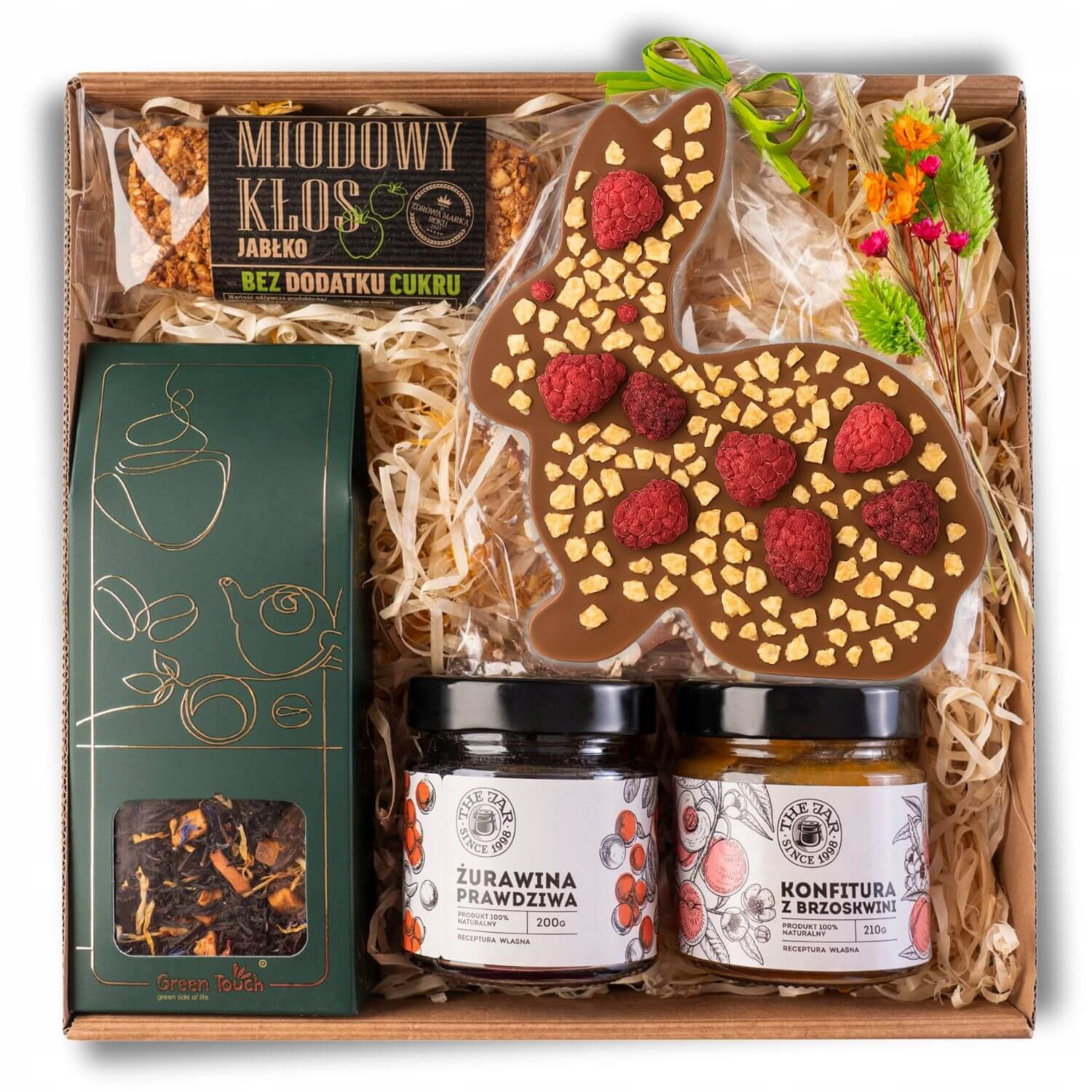 Set Dárkový Koš Velikonoce dárek čaj ovoce čokoládový zajíc