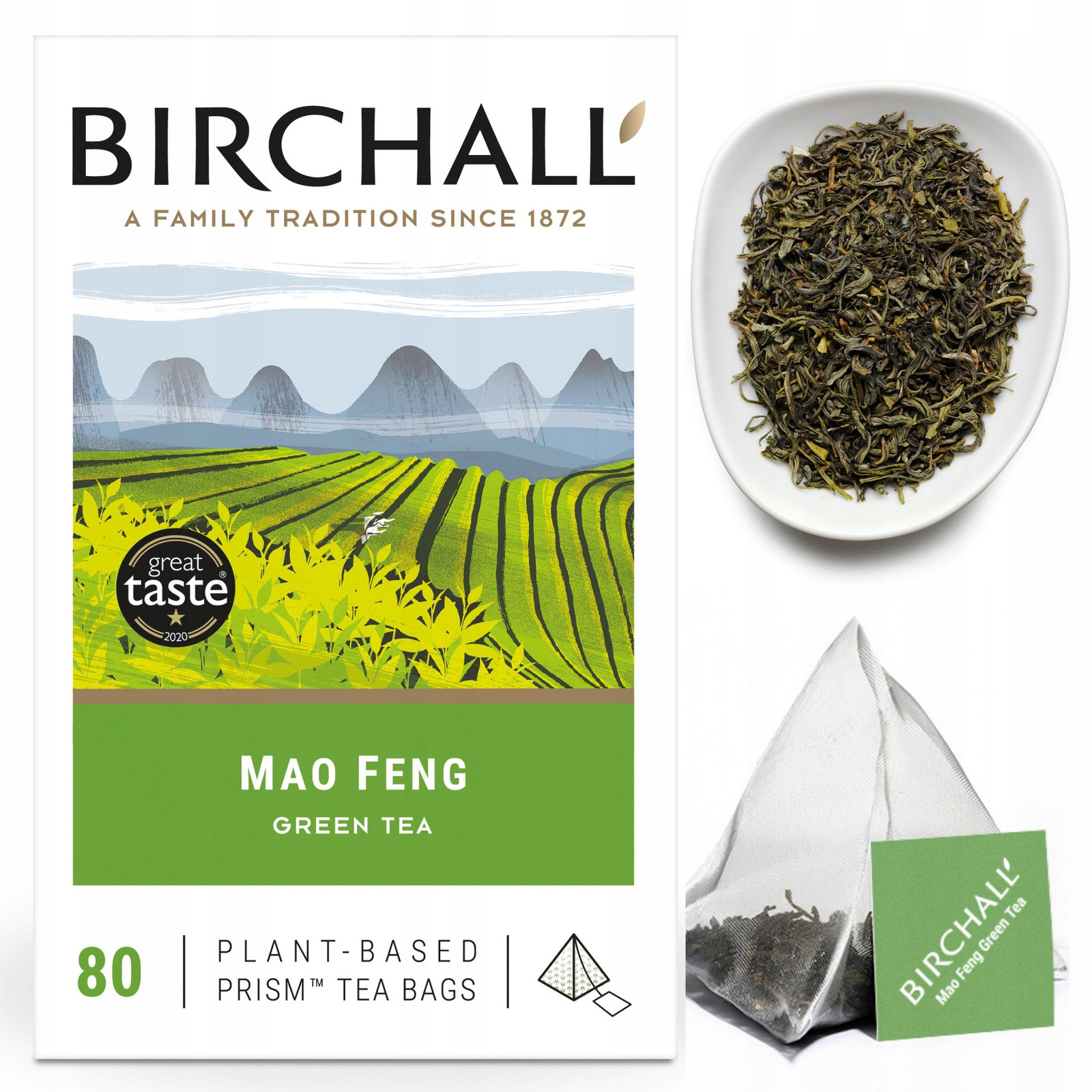 Anglický Čaj Mao Feng Birchall 80 ks 200 g pyramidy Čínská