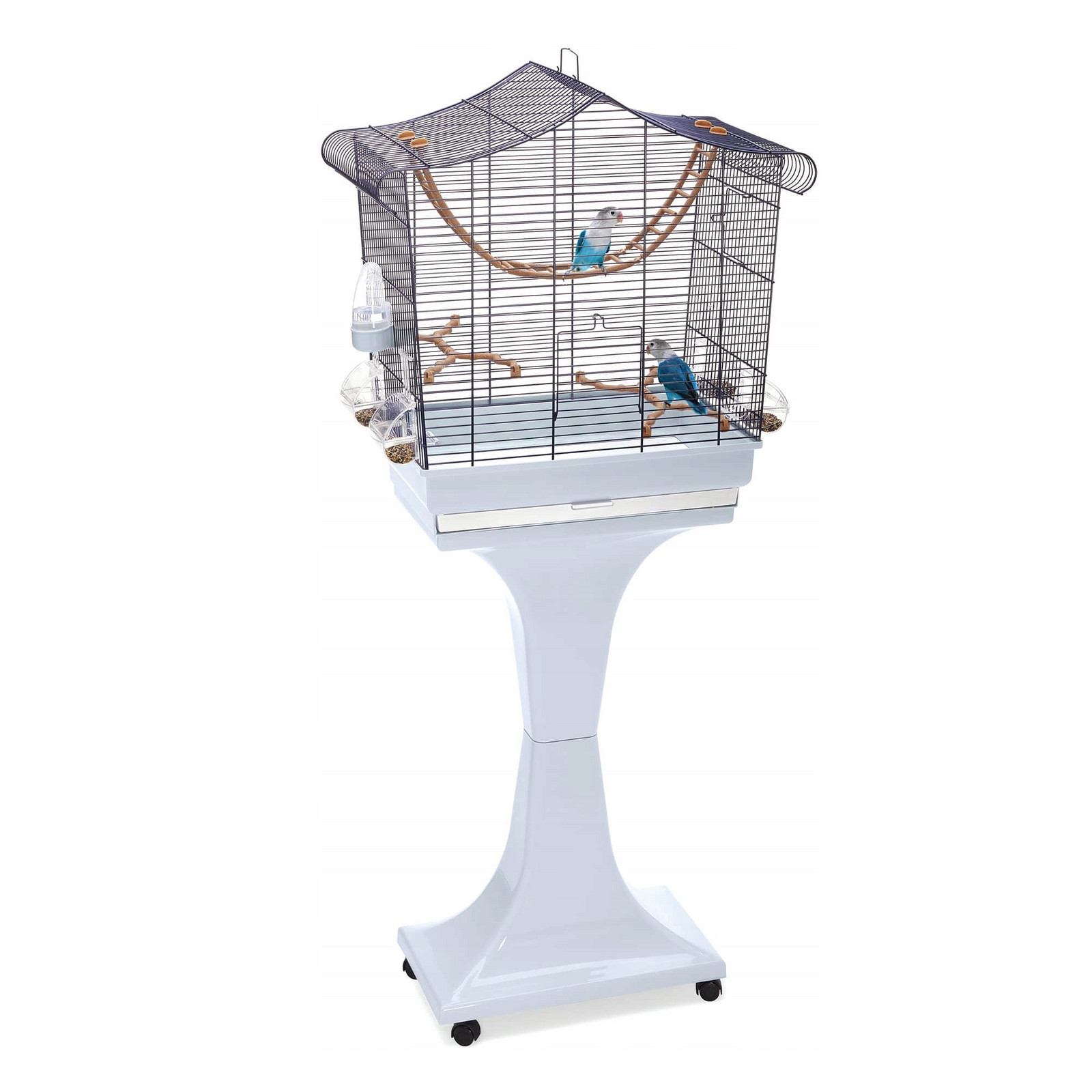 Klec pro ptáky na kolečkách světle modrá Sofia 62,5x33x61/132 cm