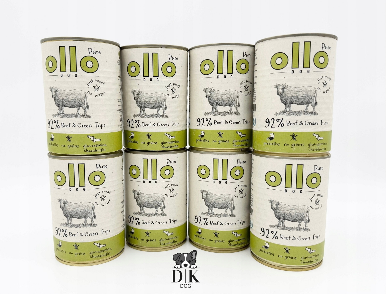 Ollo Pure hovězí a zelené bachorky Mokré krmivo pro psy 6x400 g