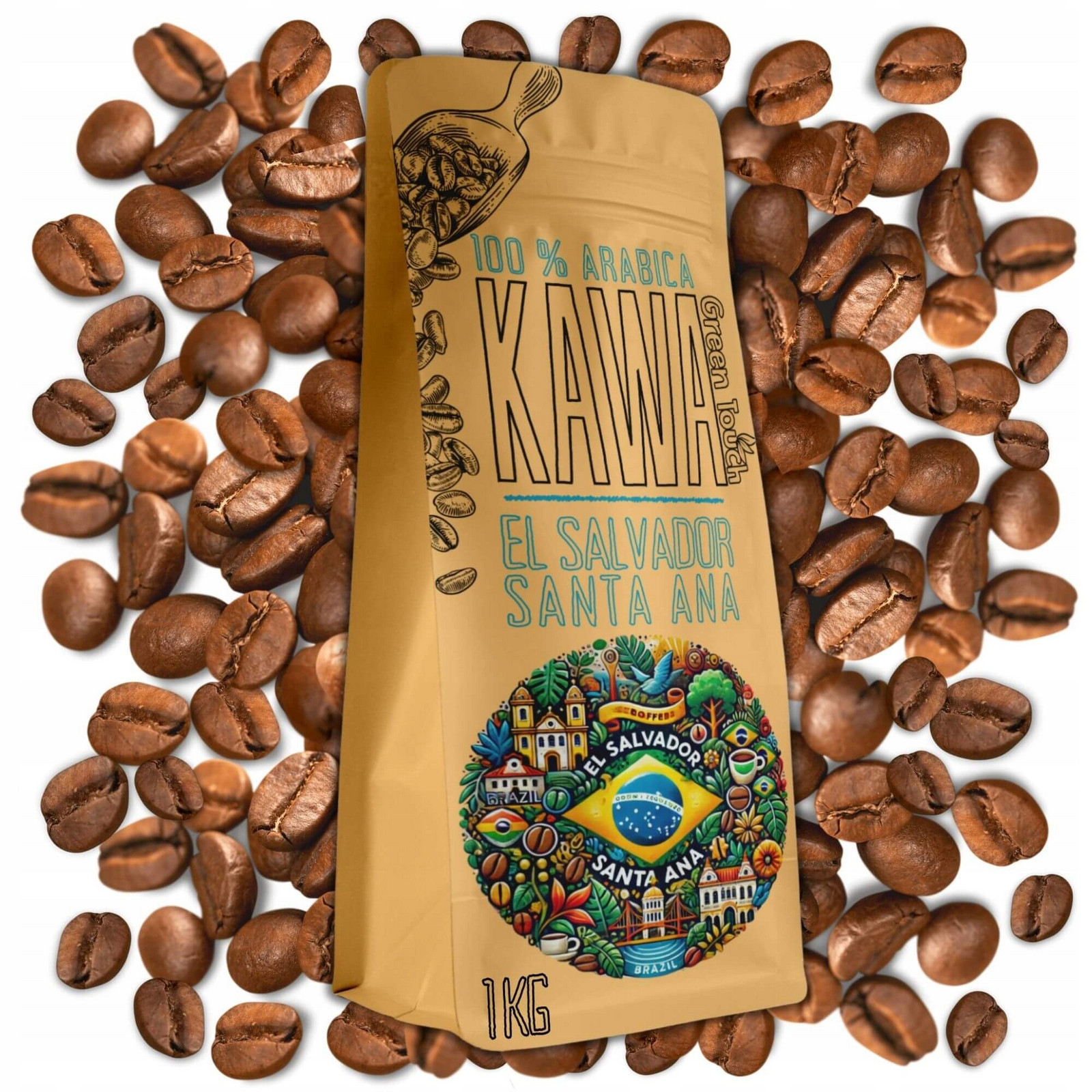 Káva zrnková El Salwador Santa Ana 100% arabica 2 kg Green Touch 1+1 kg