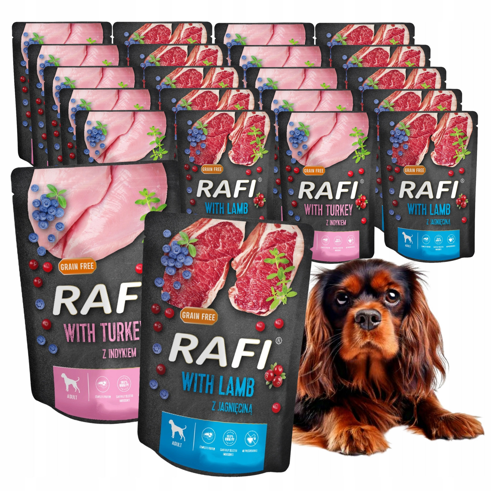 Rafi Bez Obilovin vlhké krmivo Sáčky Pro Psa Dolina Noteci MIX Chutí 20x300G