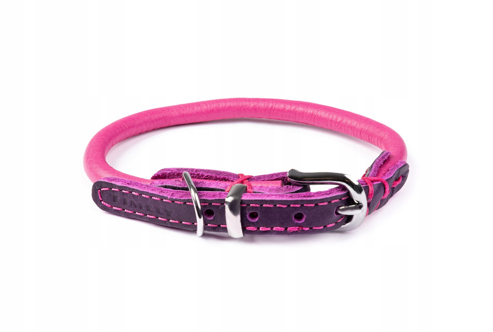 Kožený růžový obojek pro psa, ručně šitý, odolný a stylový, 6 mm-25/29 Cm