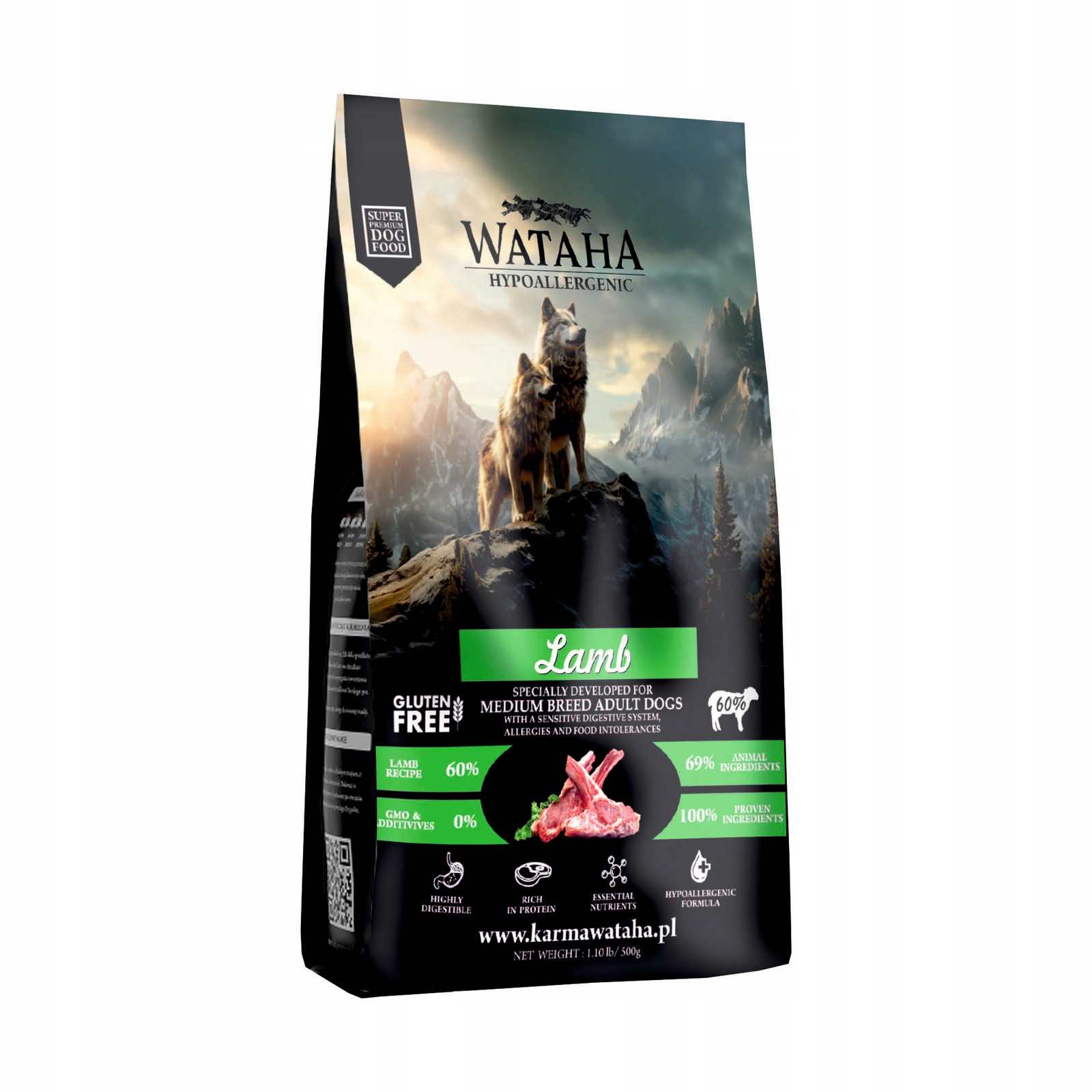 Wataha krmivo Hypoallergenic Jehněčí maso 60% střední a velké 2 kg