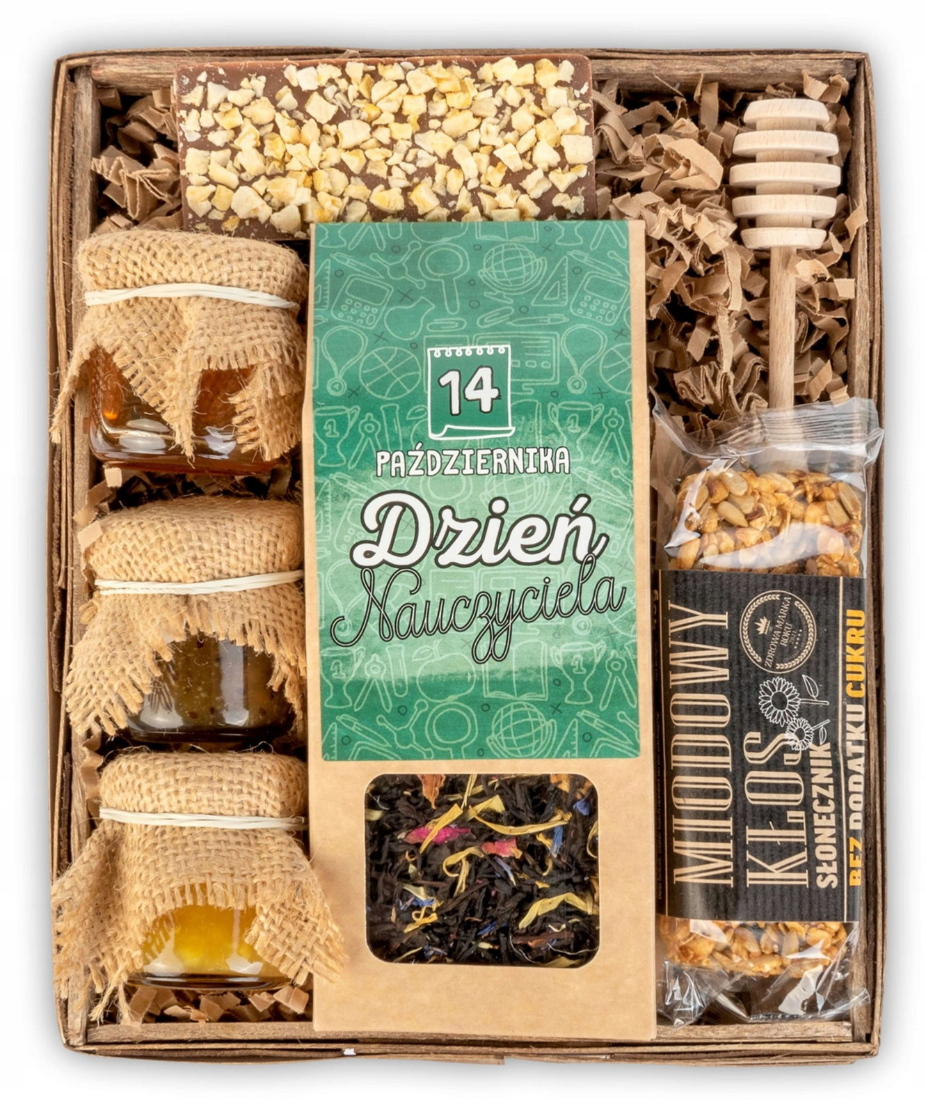 Dárkový koš den učitele sada čaj dobroty džemy box