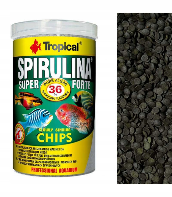 Tropical Spirulina Forte Chips – rostlinné krmivo pomalu se potápějící v půstu