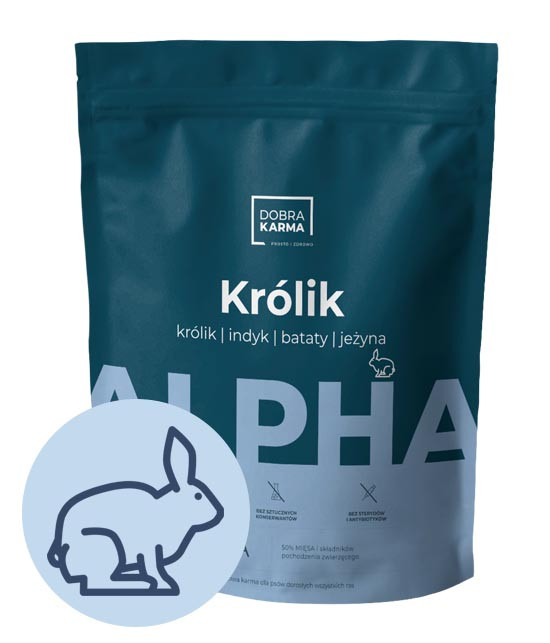 Dobra Karma pro psy suché 50% masa Králík 2kg bez obilovin pro nejedlé