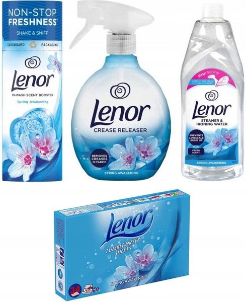 Lenor Sada Spring Awakening Voda Žehlička Sprej Perličky Ubrousky